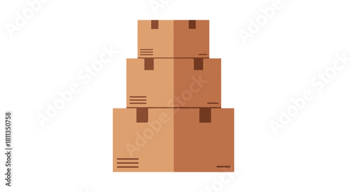 Stacked cardboard boxes ready for shipping and delivery, perfect for logistics, storage or moving day promotions