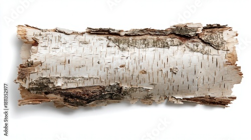 White birch bark isolated on white background