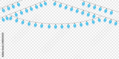 blue abstract background Christmas Wedding lights with glowing bulbs