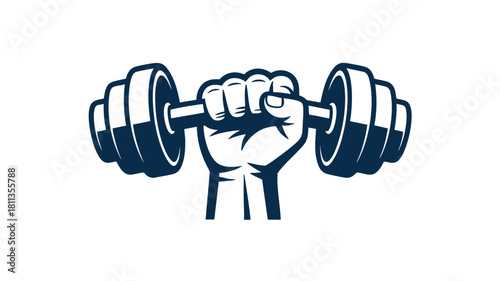 Muscular hand gripping dumbbell