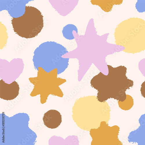 Abstract seamless pattern with rough grunge shapes in modern style. Endless t...