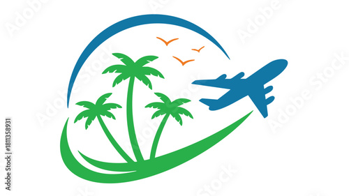 Tropical travel adventure logo