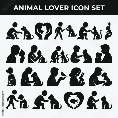 Animal Lover Silhouette Icon Set