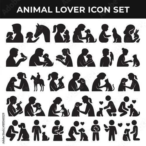 Animal Lover Silhouette Icon Set