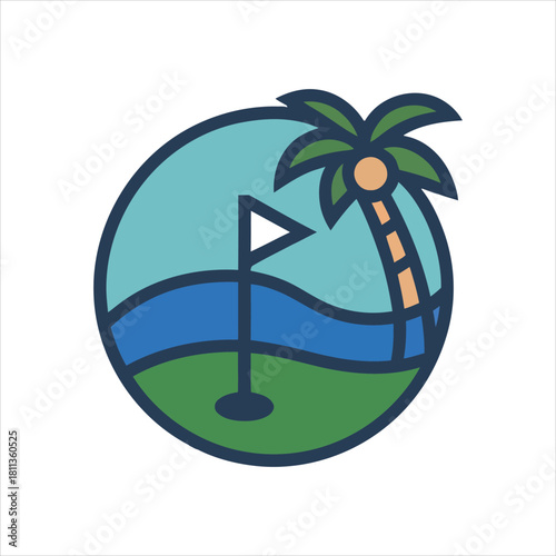 Golf tropical course icon design