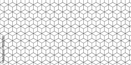Abstract black square line hexagons seamless hexagon polygonal pattern background. vector seamless creative pattern bright white abstract honeycomb background.	