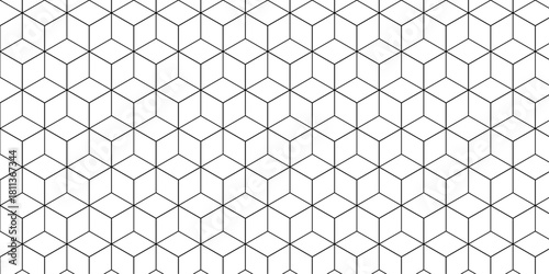 Abstract black square line hexagons seamless hexagon polygonal pattern background. vector seamless creative pattern bright white abstract honeycomb background.	