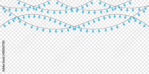 Abstract blue technology Christmas Wedding lights with glowing bulbs illustration design 