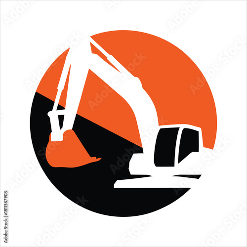 Excavator heavy machinery icon
