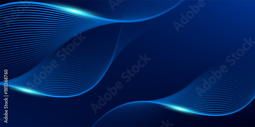Dynamic abstract blue wave lines on dark background. abstract blue wavy lines background.