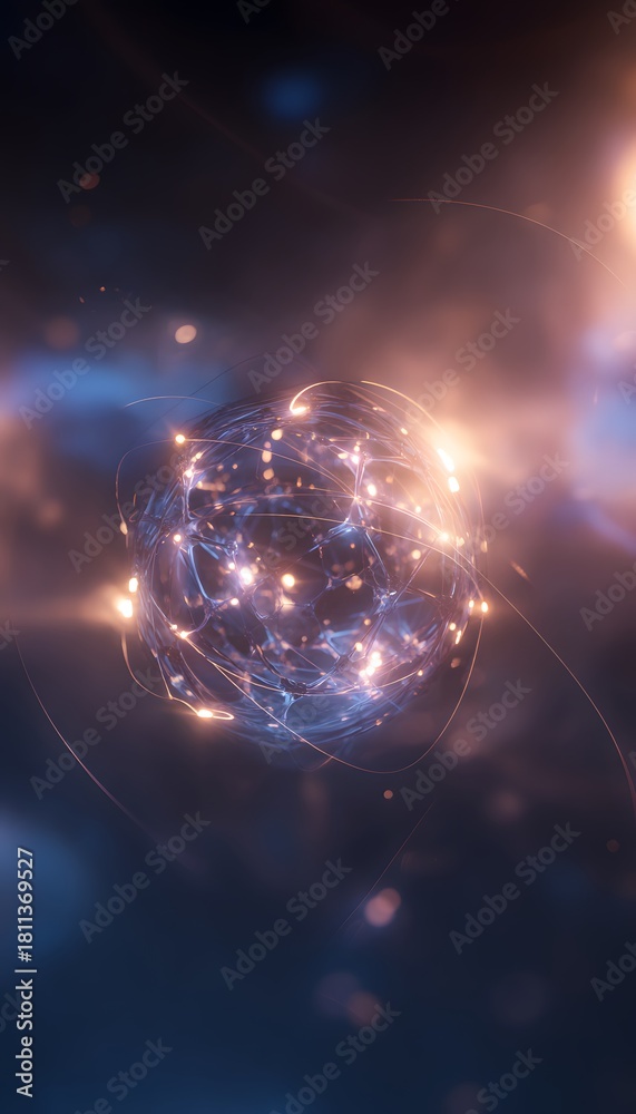 Obraz premium A luminous molecule planet glows within a cosmic nebula inspiring futuristic scientific discovery