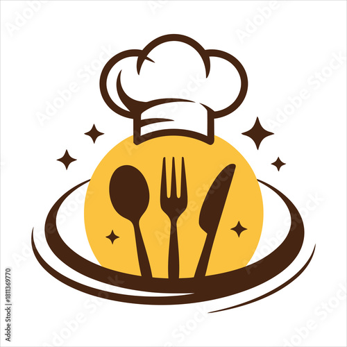 Chef hat cutlery restaurant logo