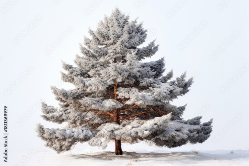 Fototapeta premium A pine tree in snow outdoors nature plant.