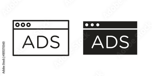 Ad icons of black colored in various styles