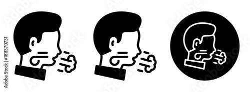 Breathing Exercises Icon Collection Glyph & Mixed Style