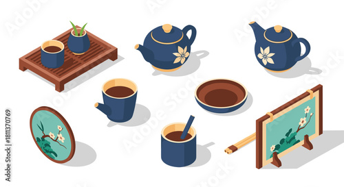 Beautiful zen tea set evokes tranquility and harmony for mindful moments, perfect for wellness blogs and lifestyle content