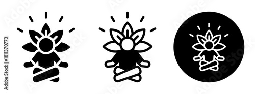 Meditation Icon Collection Glyph & Mixed Style