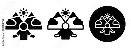 Yoga Retreat Icon Collection Glyph & Mixed Style