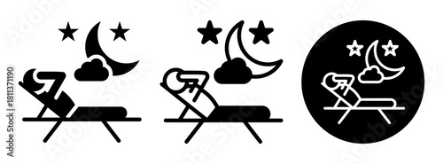 Relaxing Night Icon Collection Glyph & Mixed Style