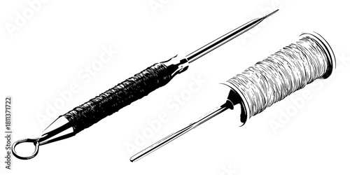 Timeless Artistry: Trio Needles Threads | Clean, isolated vector art for creative projects.