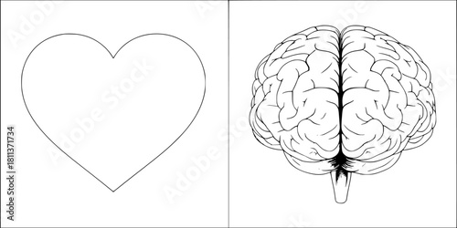 Cerebral Love - Abstract Art Representation Human Brain Heart | Clean, isolated vector art for creative projects.