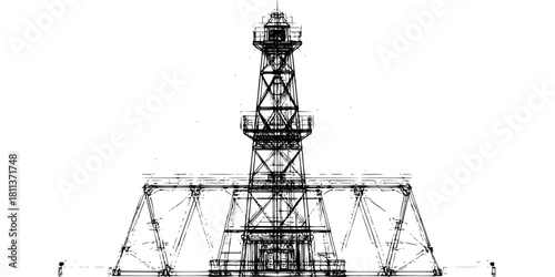 Derrick's Silhouette: Towering Testament Industrial Architecture | Clean, isolated vector art for creative projects.