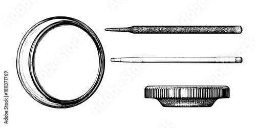 Stylized Solid 3D Rendering Classic Needle Thread Set | Clean, isolated vector art for creative projects.