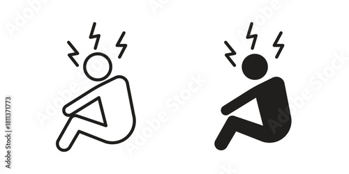 Anxiety or stress icons of black colored in various styles