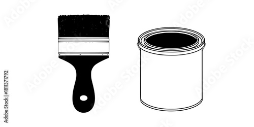 Black White Artistic Paintbrush Tube | Clean, isolated vector art for creative projects.