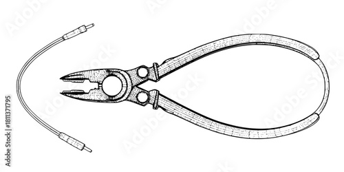 Elegant Inkwell Drawing Pair Scissors | Clean, isolated vector art for creative projects.