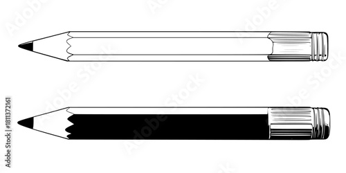 Monochrome Masterpiece: Black White Pencils Harmony | Clean, isolated vector art for creative projects.