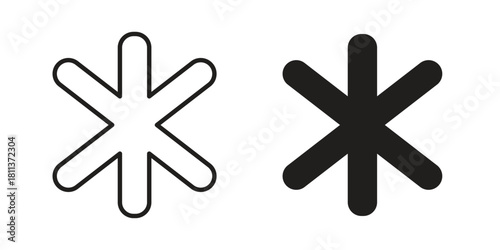 Asterisk icons of black colored in various styles