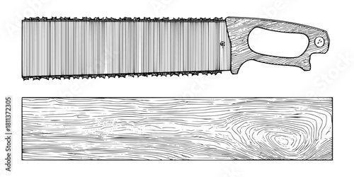 vintage hand saw, captured stark contrast | Clean, isolated vector art for creative projects.