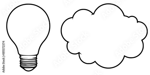 Innovative Ideas: Brainstorming Session Lightbulb Thought Bubbles | Clean, isolated vector art for creative projects.