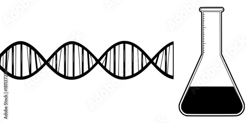 Science Life: DNA & Beakers | Clean, isolated vector art for creative projects.