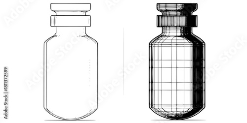 Monochrome Chemistry: Test Tubes Vials | Clean, isolated vector art for creative projects.