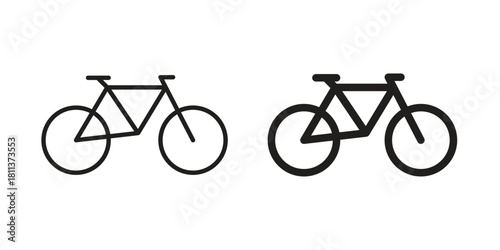 Biking mountain icons of black colored in various styles