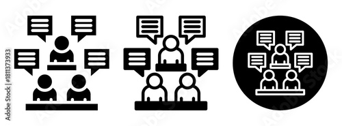 Public Discussion Icon Collection Glyph & Mixed Style