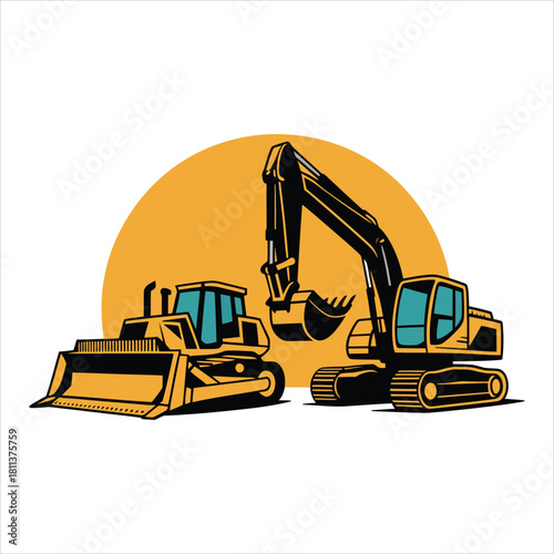 Heavy construction machinery art