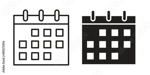Calendar icons of black colored in various styles