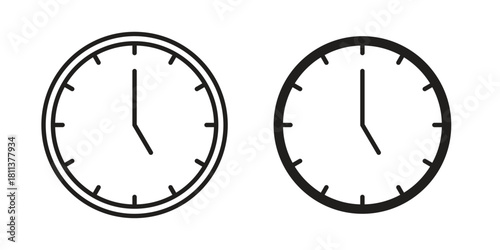 Clock-five icons of black colored in various styles