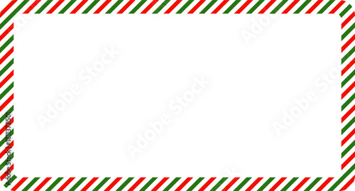 Candy cane christmas frame with blank space. Christmas border frame. Merry Christmas Candy cane rectangle frame card elements decoration. New Year picture frame ribbon. Xmas striped border
