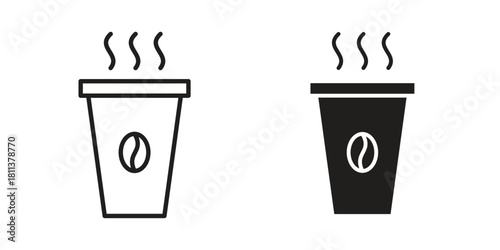 Coffee icons of black colored in various styles