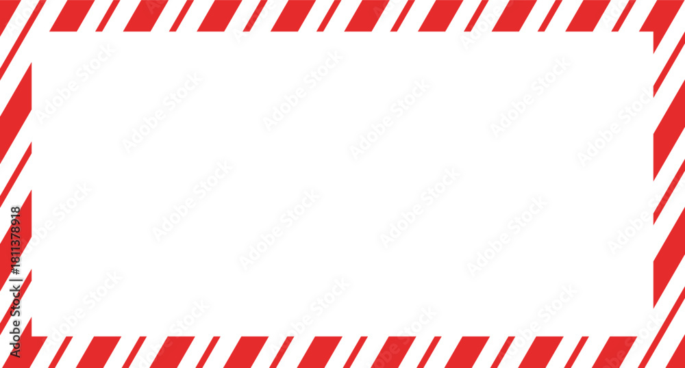 Naklejka premium Candy cane christmas frame with blank space. Christmas border frame. Merry Christmas Candy cane rectangle frame card elements decoration. New Year picture frame ribbon. Xmas striped border