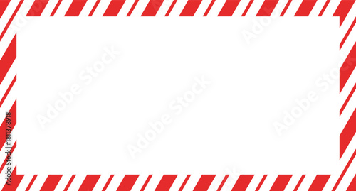Candy cane christmas frame with blank space. Christmas border frame. Merry Christmas Candy cane rectangle frame card elements decoration. New Year picture frame ribbon. Xmas striped border