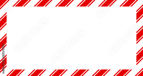 Candy cane christmas frame with blank space. Christmas border frame. Merry Christmas Candy cane rectangle frame card elements decoration. New Year picture frame ribbon. Xmas striped border