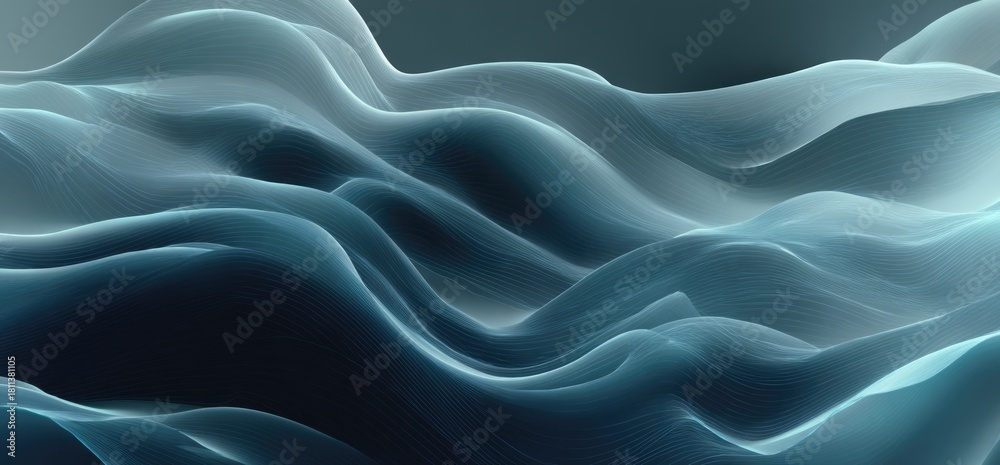 Obraz premium Elegant blue wave patterns in a serene atmosphere
