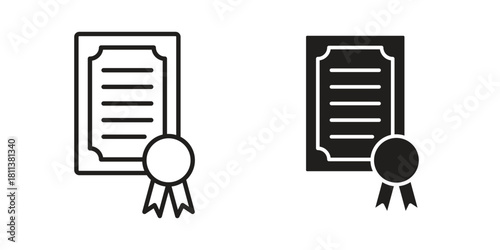 Diploma icons of black colored in various styles
