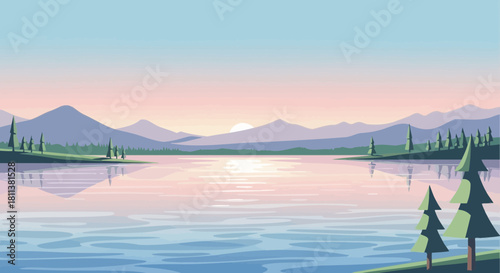 lake with vector style