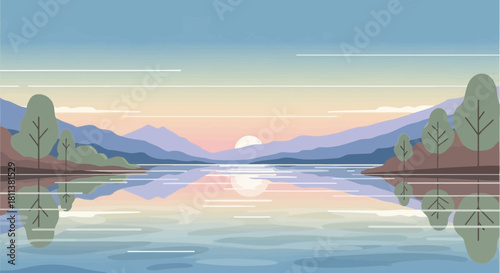 lake with vector style